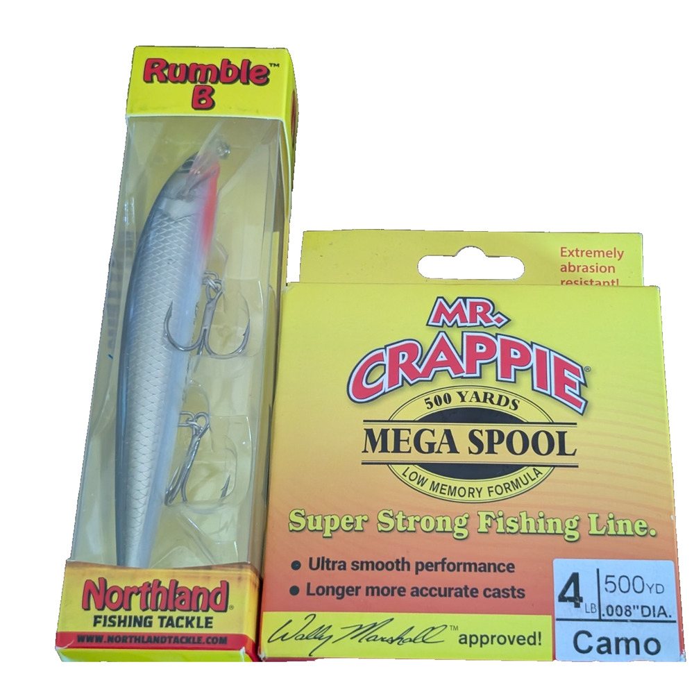 Northland Rumble B Size 13 Crankbait Lure Mr Crappie Mega Spool 4lb Fishing Lot